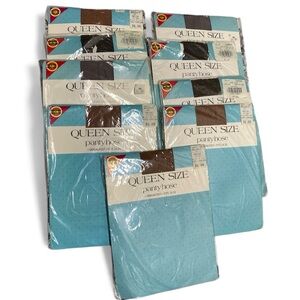 * Queen size pantyhose 9 packs new fits 1X & 2X  sandal foot  made USA vintage